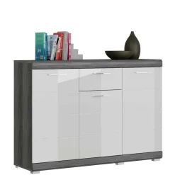 Wohnen Sideboards<120x85x37 Hochglanz Kommode in Weiß & Grau - Nancys