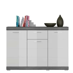 Wohnen Sideboards<120x85x37 Hochglanz Kommode in Weiß & Grau - Nancys