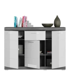 Wohnen Sideboards<120x85x37 Hochglanz Kommode in Weiß & Grau - Nancys