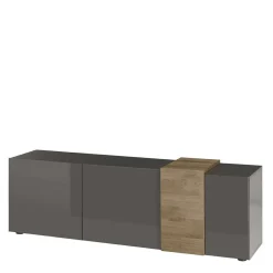 Wohnen Tv & Hifi-Möbel|Lowboards<181x59x44 Hochglanz TV Unterschrank in Grau - Eracosta