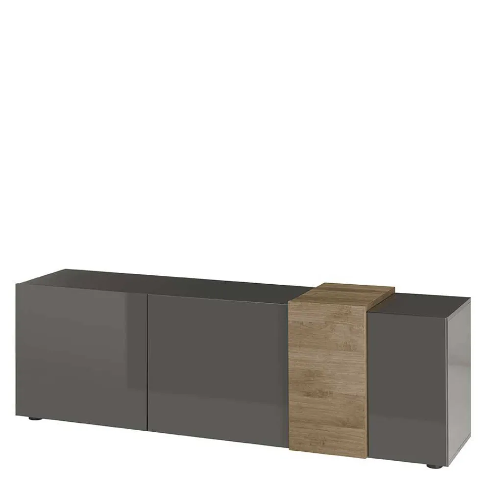 Wohnen Tv & Hifi-Möbel|Lowboards<181x59x44 Hochglanz TV Unterschrank in Grau - Eracosta