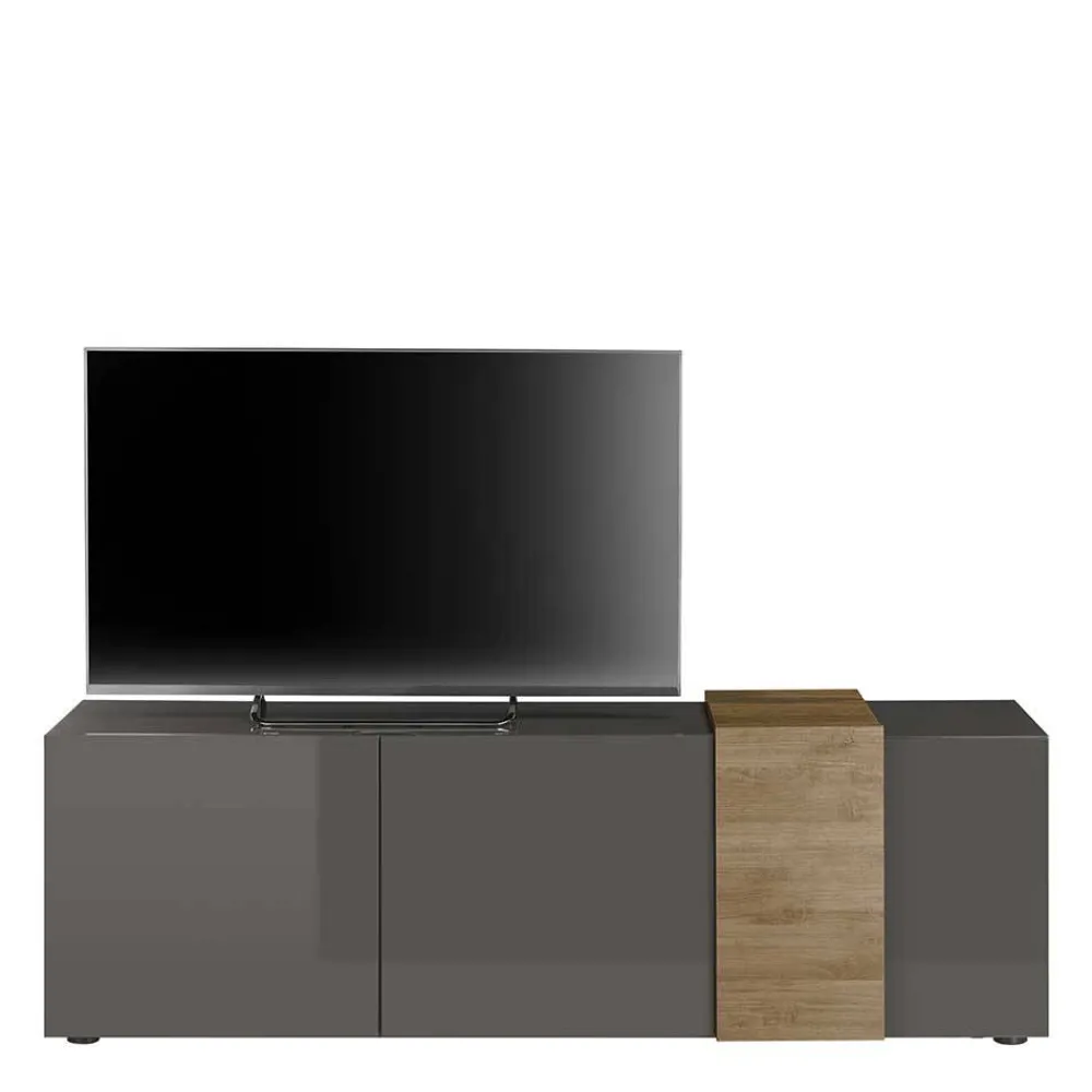 Wohnen Tv & Hifi-Möbel|Lowboards<181x59x44 Hochglanz TV Unterschrank in Grau - Eracosta