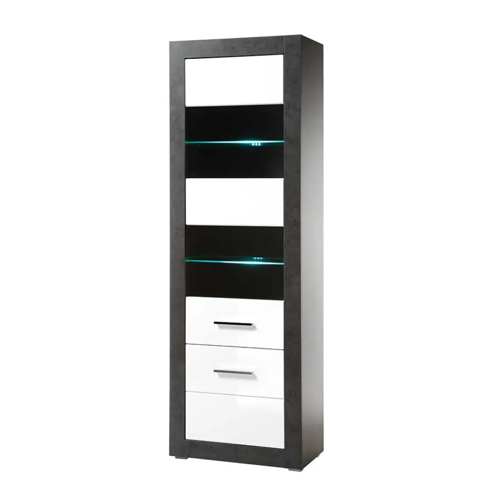 Wohnen Vitrinen<65x198x35 Hochglanz Vitrine mit 2 Türen - Istensa
