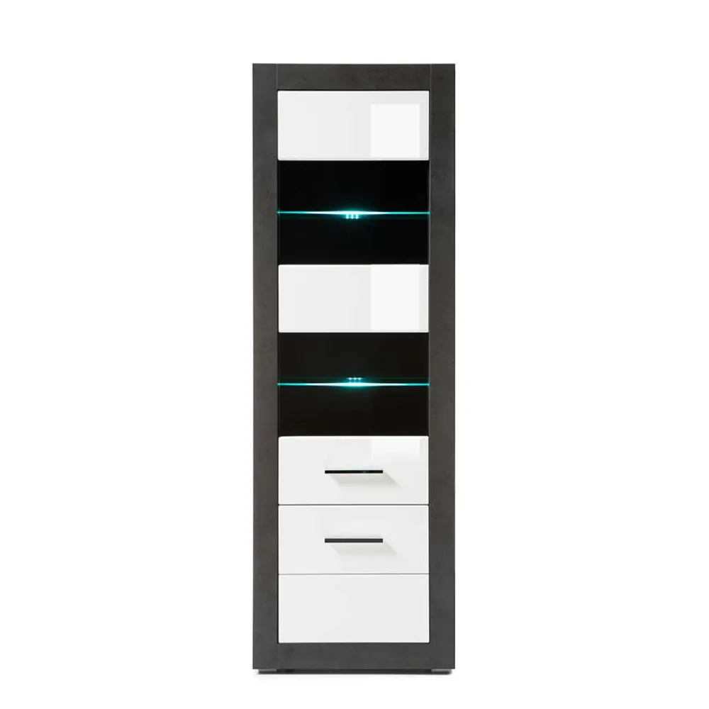 Wohnen Vitrinen<65x198x35 Hochglanz Vitrine mit 2 Türen - Istensa