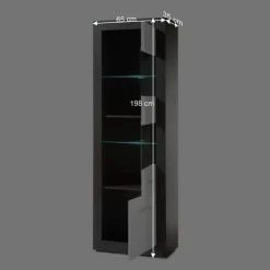 Wohnen Vitrinen<65x198x35 Hochglanz Vitrine mit 2 Türen - Istensa