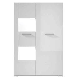 Wohnen Highboards|Vitrinen<80x123x35 Hochglanz Vitrinenschrank in Weiß - Timmona