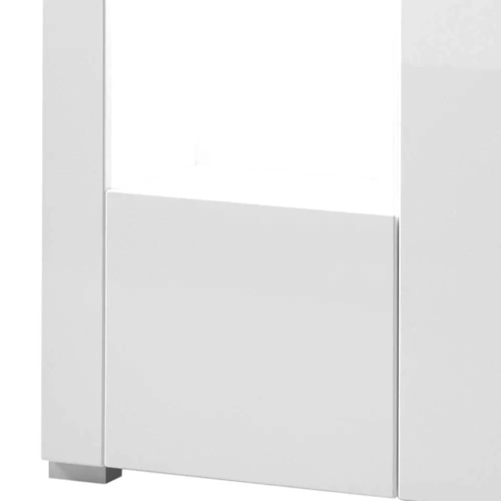 Wohnen Highboards|Vitrinen<80x123x35 Hochglanz Vitrinenschrank in Weiß - Timmona