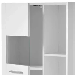 Wohnen Highboards|Vitrinen<80x123x35 Hochglanz Vitrinenschrank in Weiß - Timmona