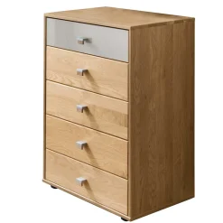 Wohnen Kommoden<60x86x43 Hochkommode in Beige Glas & Eiche - Emdsiva