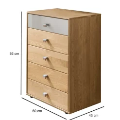 Wohnen Kommoden<60x86x43 Hochkommode in Beige Glas & Eiche - Emdsiva