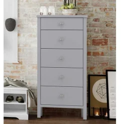 Wohnen Kommoden<40x106x41 Hochkommode in Grau lackiert - Jessy