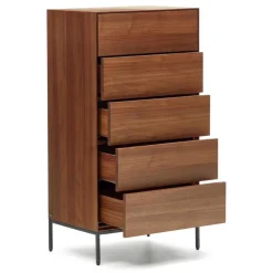 Wohnen Kommoden<60x114x40 Hochkommode in Nussbaumfarben - Milena
