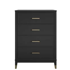 Wohnen Kommoden<76x106x51 Hochkommode in Schwarz und Gold - Lorenca