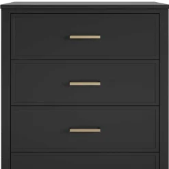 Wohnen Kommoden<76x106x51 Hochkommode in Schwarz und Gold - Lorenca