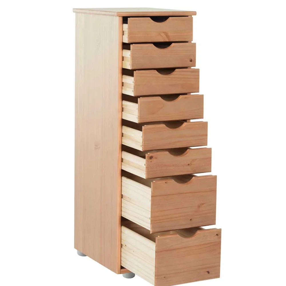 Wohnen Kommoden<34x102x39 Hochkommode mit acht Schubladen - Uncosma