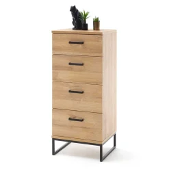 Wohnen Kommoden<50x116x44 Hochkommode mit Bügelgestell - Truvisas