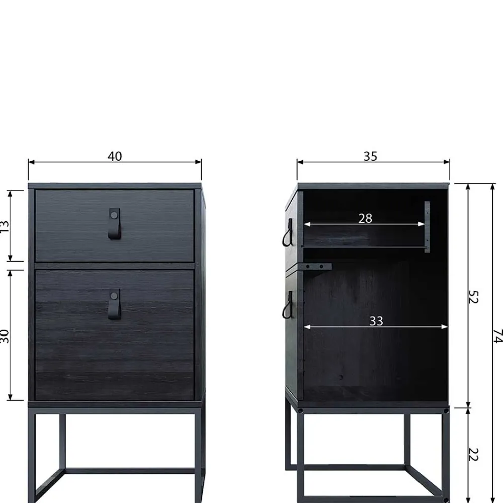 Wohnen Kommoden<40x74x35 Hochkommode mit Bügelgestell - Clewono