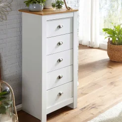Wohnen Kommoden<53x114x39 Hochkommode mit fünf Schubladen - Intora