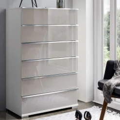Wohnen Kommoden<75x120x42 Hochkommode mit Glas Front - Nucina