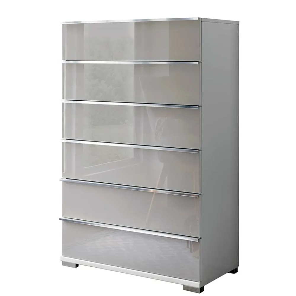 Wohnen Kommoden<75x120x42 Hochkommode mit Glas Front - Nucina