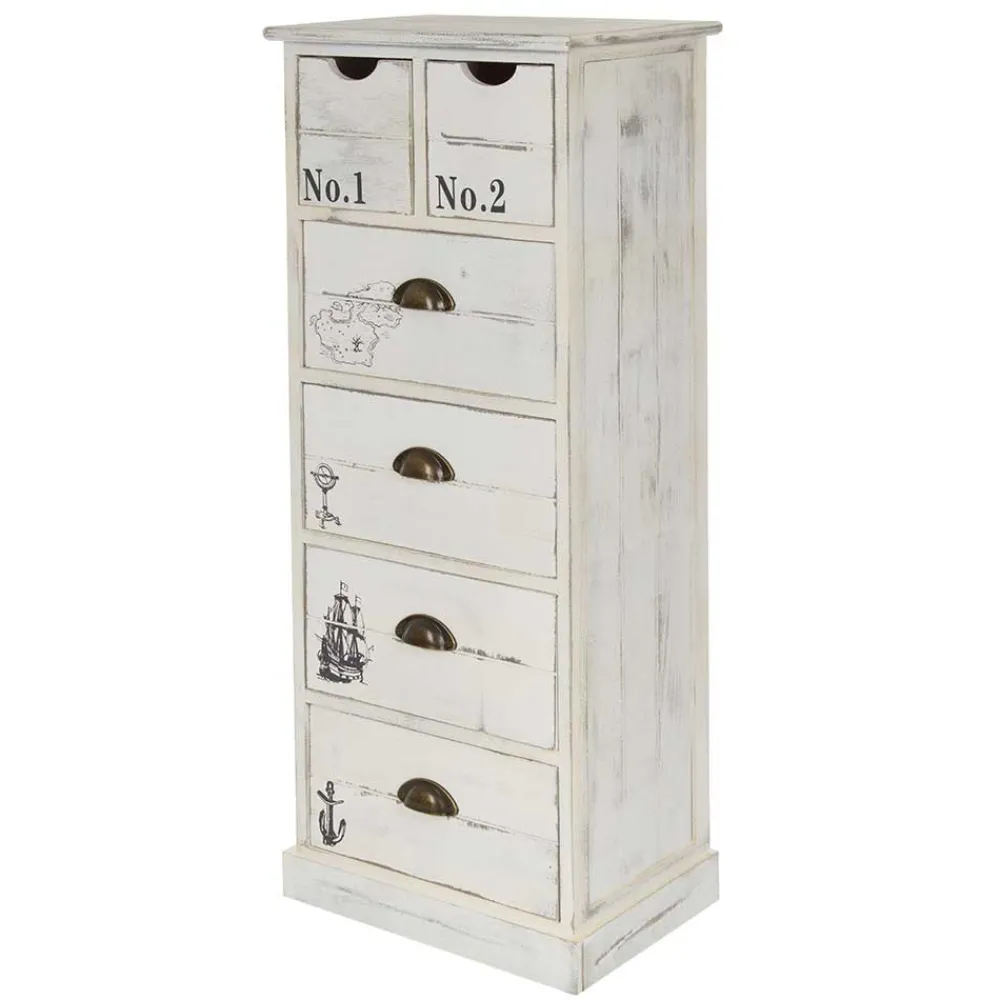 Wohnen Kommoden<40x104x30 Hochkommode mit maritimen Motiven - Maggiore