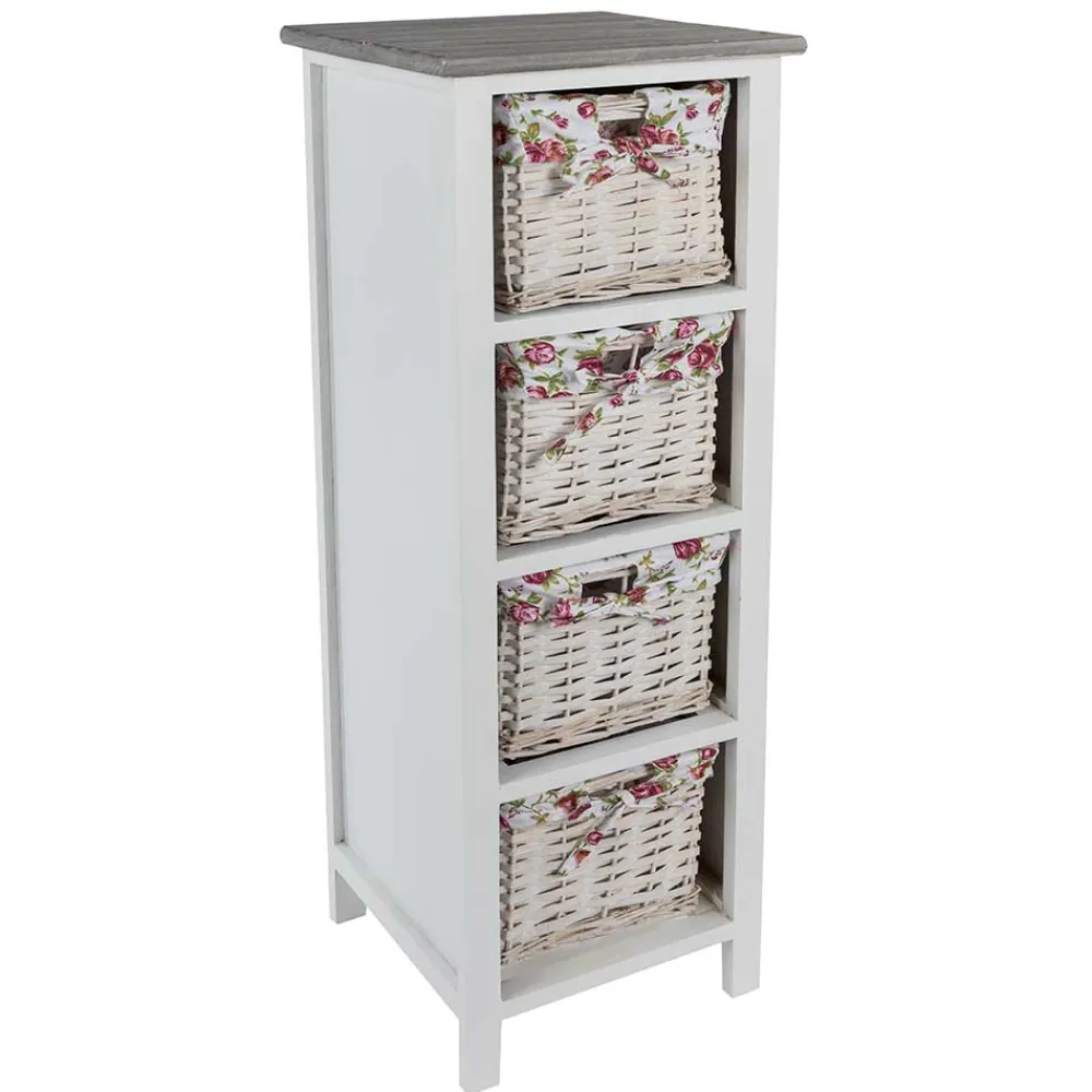 Wohnen Regale<31x89x31 Hochkommode mit vier Körben - Galiferia