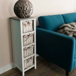 Wohnen Regale<31x89x31 Hochkommode mit vier Körben - Galiferia