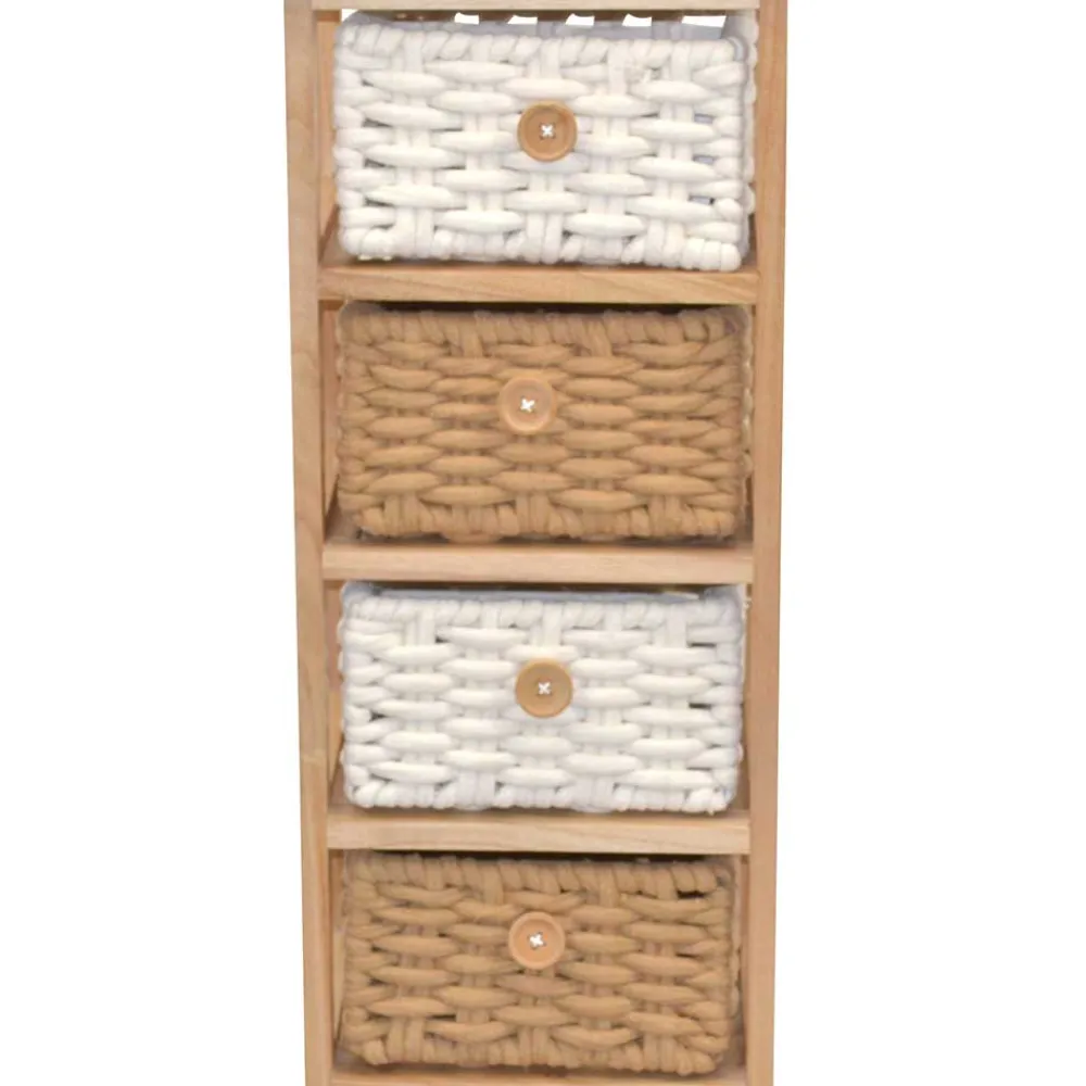 Wohnen Regale<30x73x25 Hochkommode mit vier Körben - Rennia