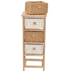 Wohnen Regale<30x73x25 Hochkommode mit vier Körben - Rennia