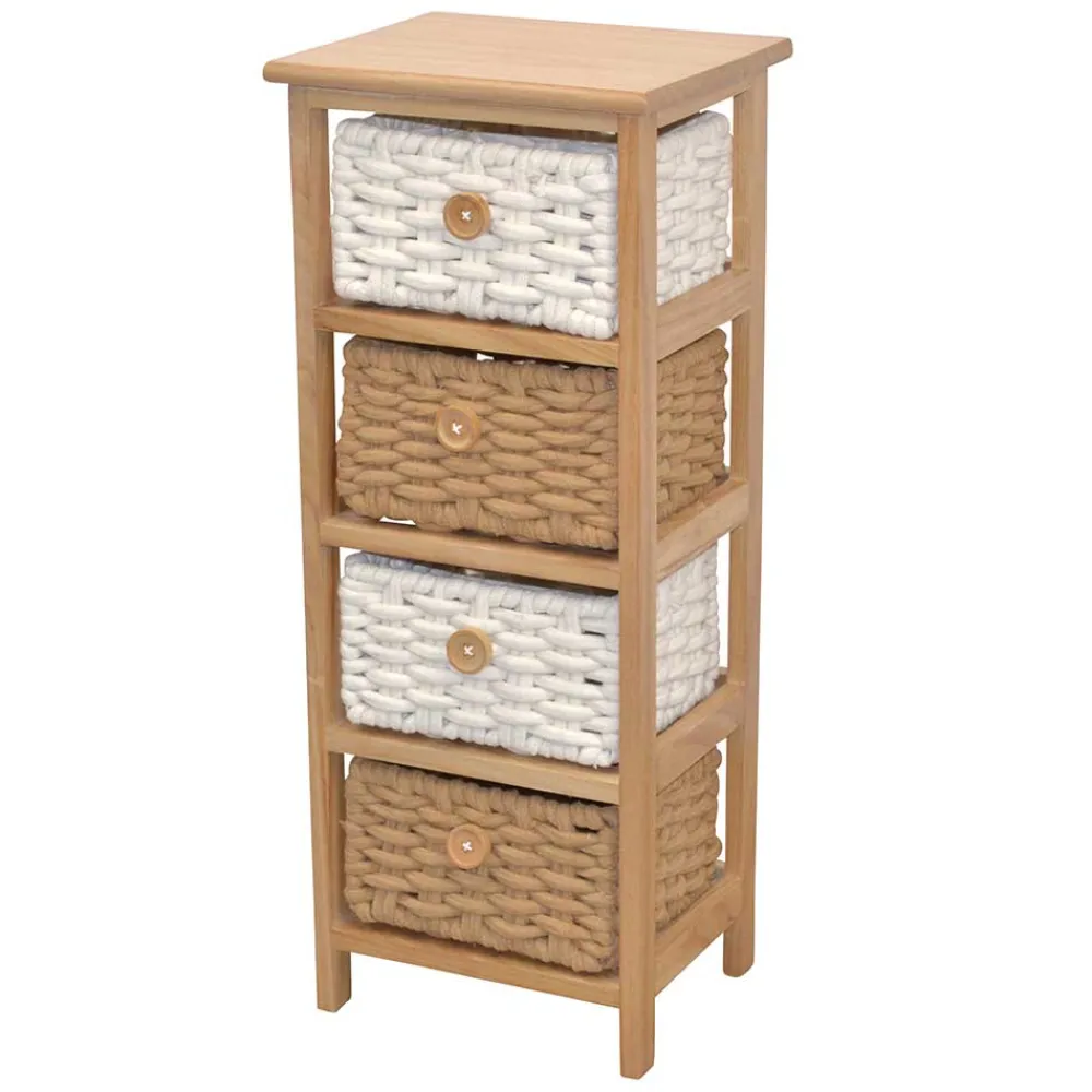 Wohnen Regale<30x73x25 Hochkommode mit vier Körben - Rennia
