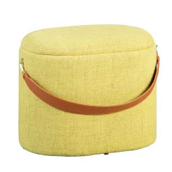 Wohnen Hocker<42x36x30 Hocker mit Griff in Gelbgrün Stoff - Domiano