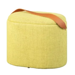 Wohnen Hocker<42x36x30 Hocker mit Griff in Gelbgrün Stoff - Domiano
