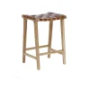 Wohnen Hocker<45x67x40 Hocker mit Leder Geflecht Sitz - Londres