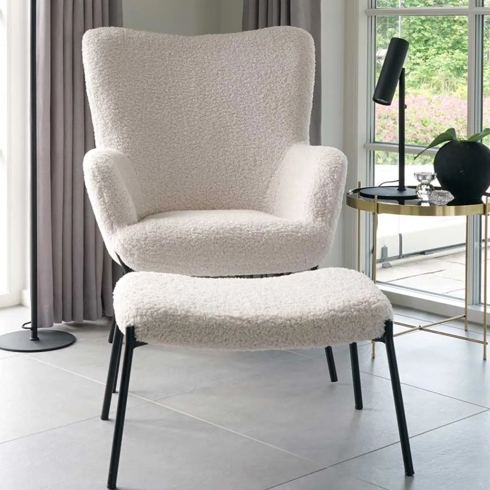 Wohnen Hocker<61x41x36 Hocker mit Plüsch Sitz in Weiß - Elefonas