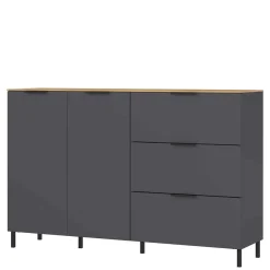 Wohnen Sideboards<151x98x40 Hohe Kombi-Kommode in Dunkelgrau - Lurys