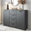 Wohnen Sideboards<132x93x38 Hohe Kombi-Kommode in Eiche Grau - Carika