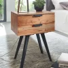 Wohnen Kommoden<47x65x35 Hohe Nachtkommode aus Akazie Natur - Ishi