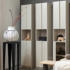 Wohnen Vitrinen<40x210x42 Hoher Schrank in Hellgrau - Glamoure