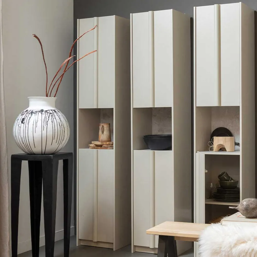 Wohnen Vitrinen<40x210x42 Hoher Schrank in Hellgrau - Glamoure