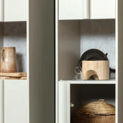 Wohnen Vitrinen<40x210x42 Hoher Schrank in Hellgrau - Glamoure