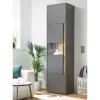 Wohnen Vitrinen<50x197x40 Hoher Wohnzimmerschrank mit Glaseinsatz - Ahilav