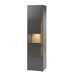 Wohnen Vitrinen<50x197x40 Hoher Wohnzimmerschrank mit Glaseinsatz - Ahilav