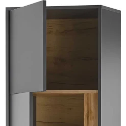 Wohnen Vitrinen<50x197x40 Hoher Wohnzimmerschrank mit Glaseinsatz - Ahilav