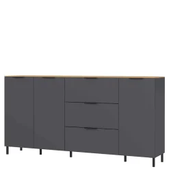 Wohnen Sideboards<192x98x40 Hohes Sideboard in Dunkelgrau - Lurys