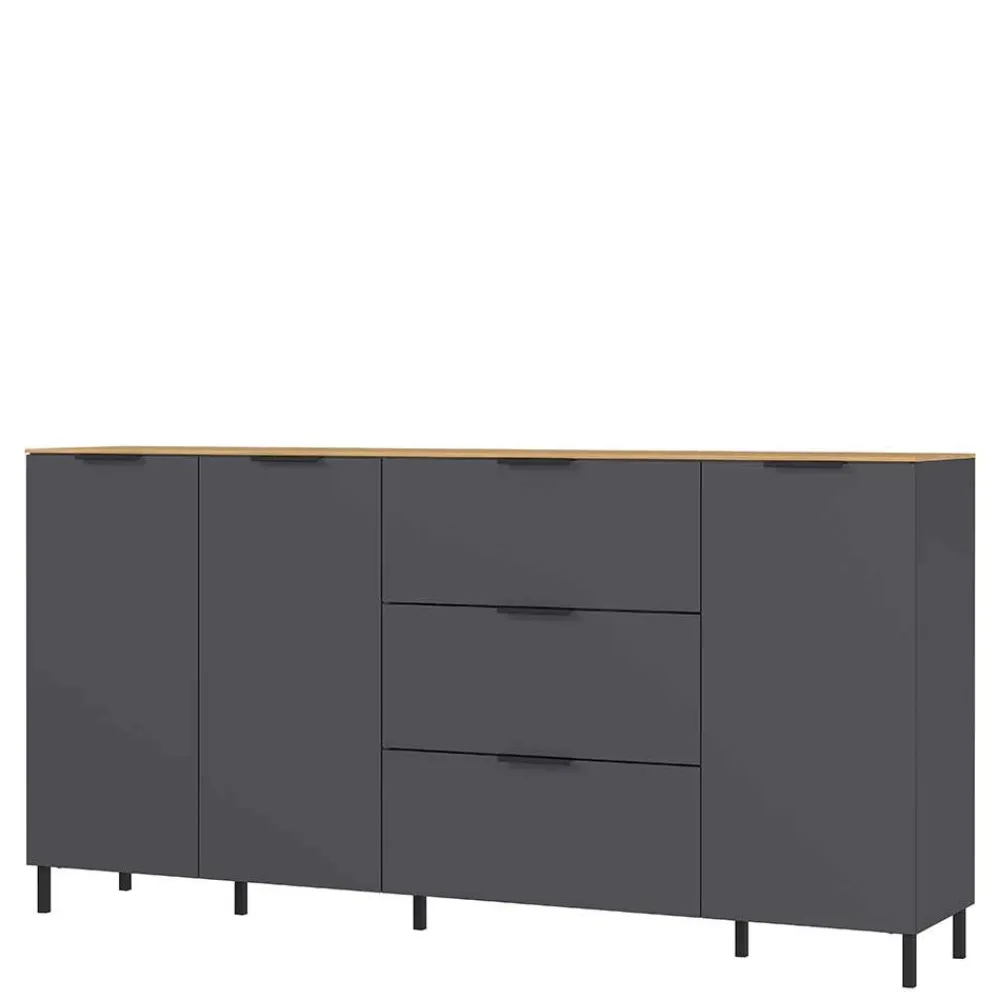 Wohnen Sideboards<192x98x40 Hohes Sideboard in Dunkelgrau - Lurys