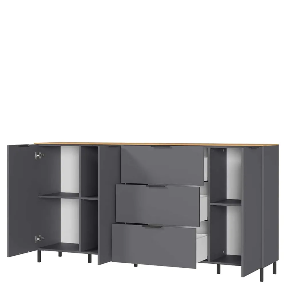 Wohnen Sideboards<192x98x40 Hohes Sideboard in Dunkelgrau - Lurys