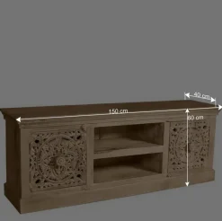 Wohnen Tv & Hifi-Möbel|Lowboards<150x60x40 Holz Lowboard mit Ornamenten - Runiasa