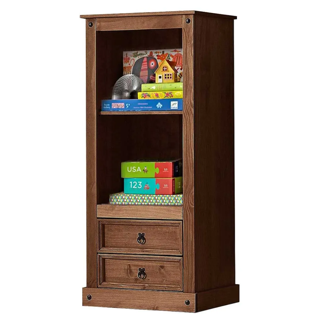 Wohnen Regale|Vitrinen<65x140x38 Holz Regal in Dunkelbraun - Larentina