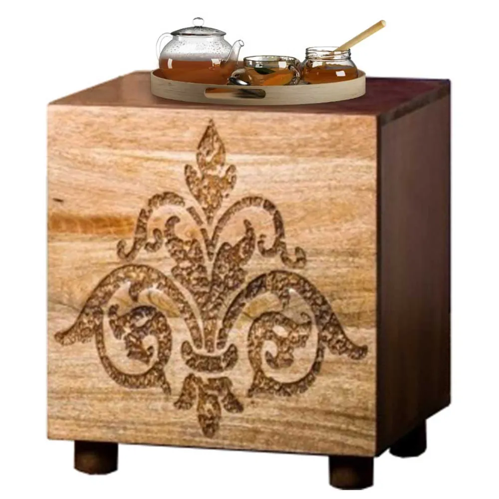 Wohnen Kommoden<40x35x40 Holz Schränkchen mit Ornament Schnitzerei - Kick