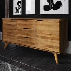 Wohnen Tv & Hifi-Möbel|Lowboards<134x63x40 Holz Sideboard aus Wildeiche - Eavy